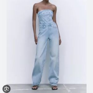 Zara Corset Denim Jumpsuit